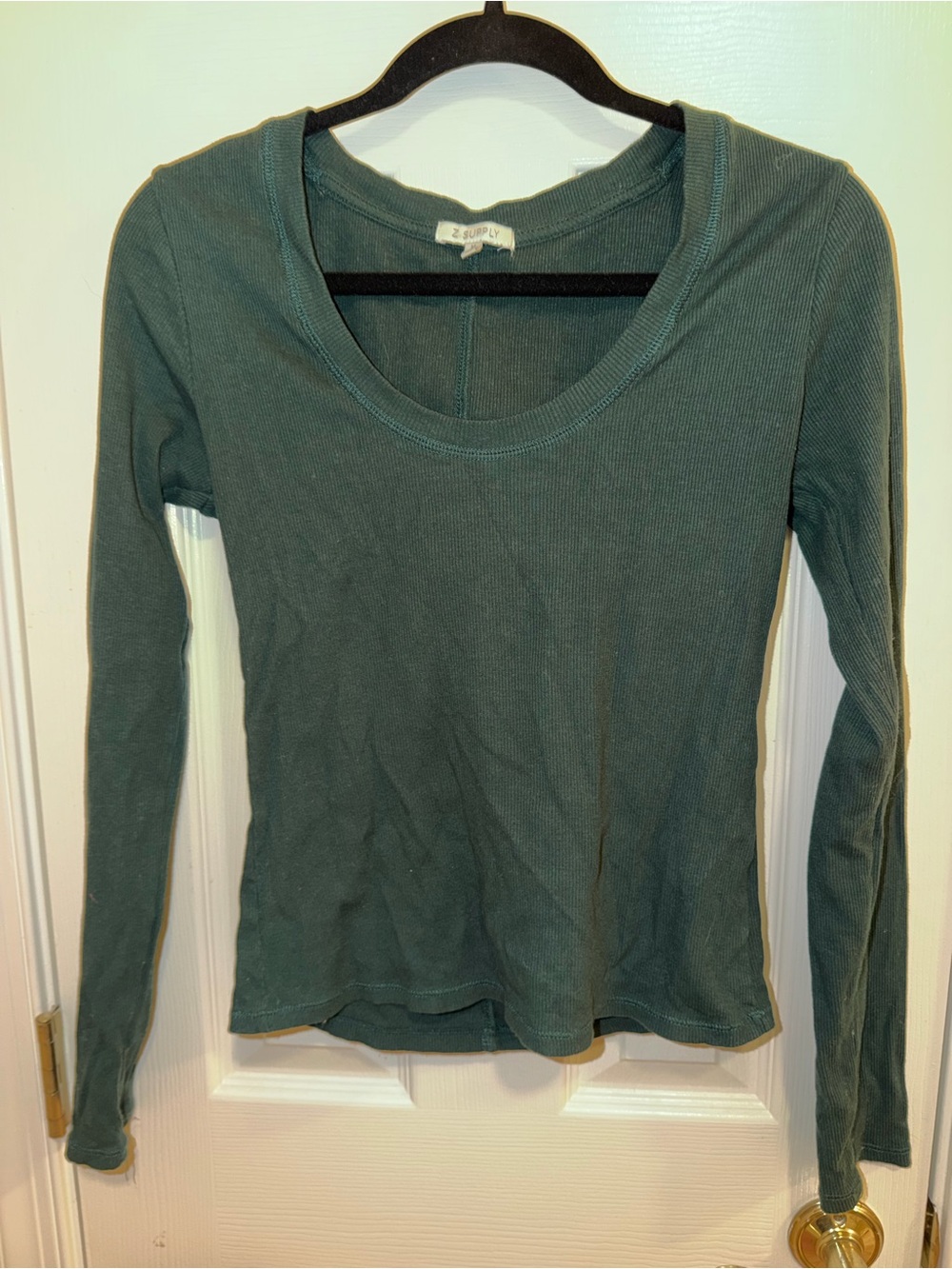 Z Supply Long Sleeve Scoop Neck Top - Teal